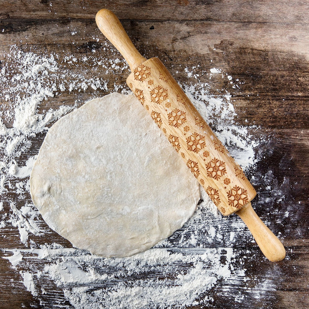 Bread and Butter Laser Etch Wooden Rolling Pin - Snowflake