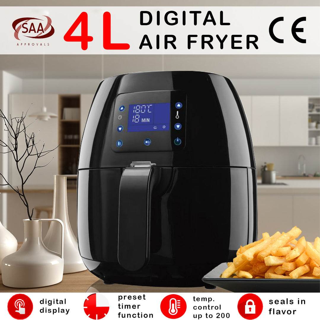 Kitchen Couture 4L Digital Air Fryer Healthy Food Cooking Low Fat Family Meals