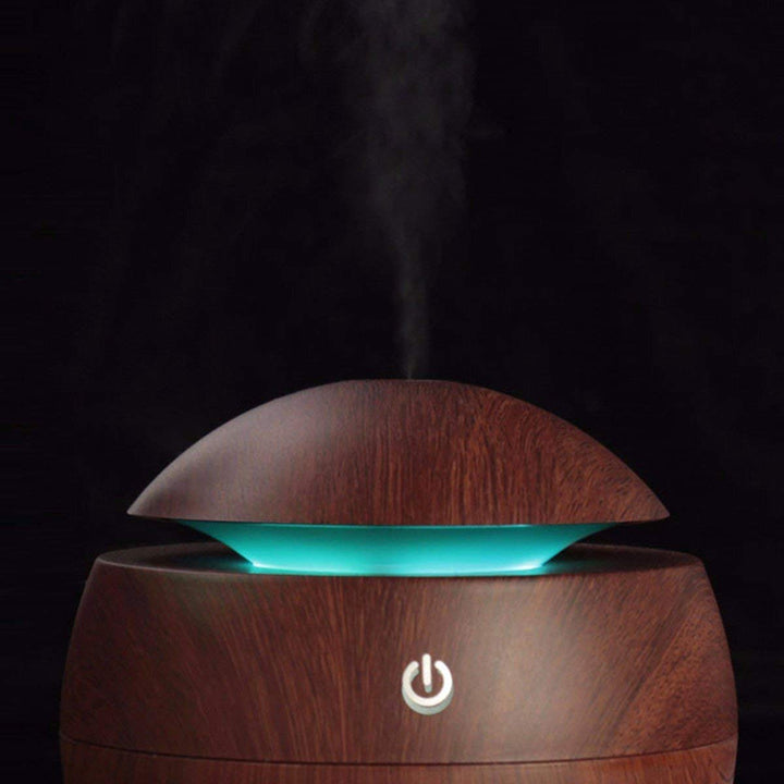 Milano Ultrasonic USB Diffuser with 10 Aroma Oils Humidifier LED Light 130ml - Dark Wood