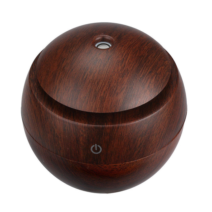 Milano Ultrasonic USB Diffuser with 10 Aroma Oils Humidifier LED Light 130ml - Dark Wood