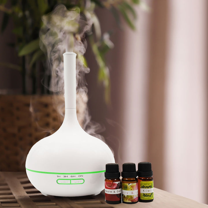 Milano Supreme Ultrasonic 400ml Aromatherapy Humidifier Diffuser LED with 3 Oils - White