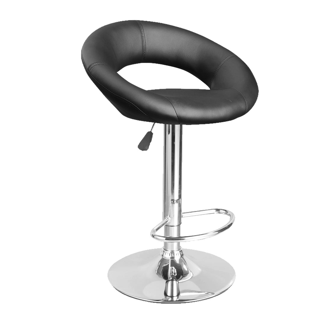 2 x Milano Decor Delilah Adjustable Barstools Black Circular Arc Swivel Chrome