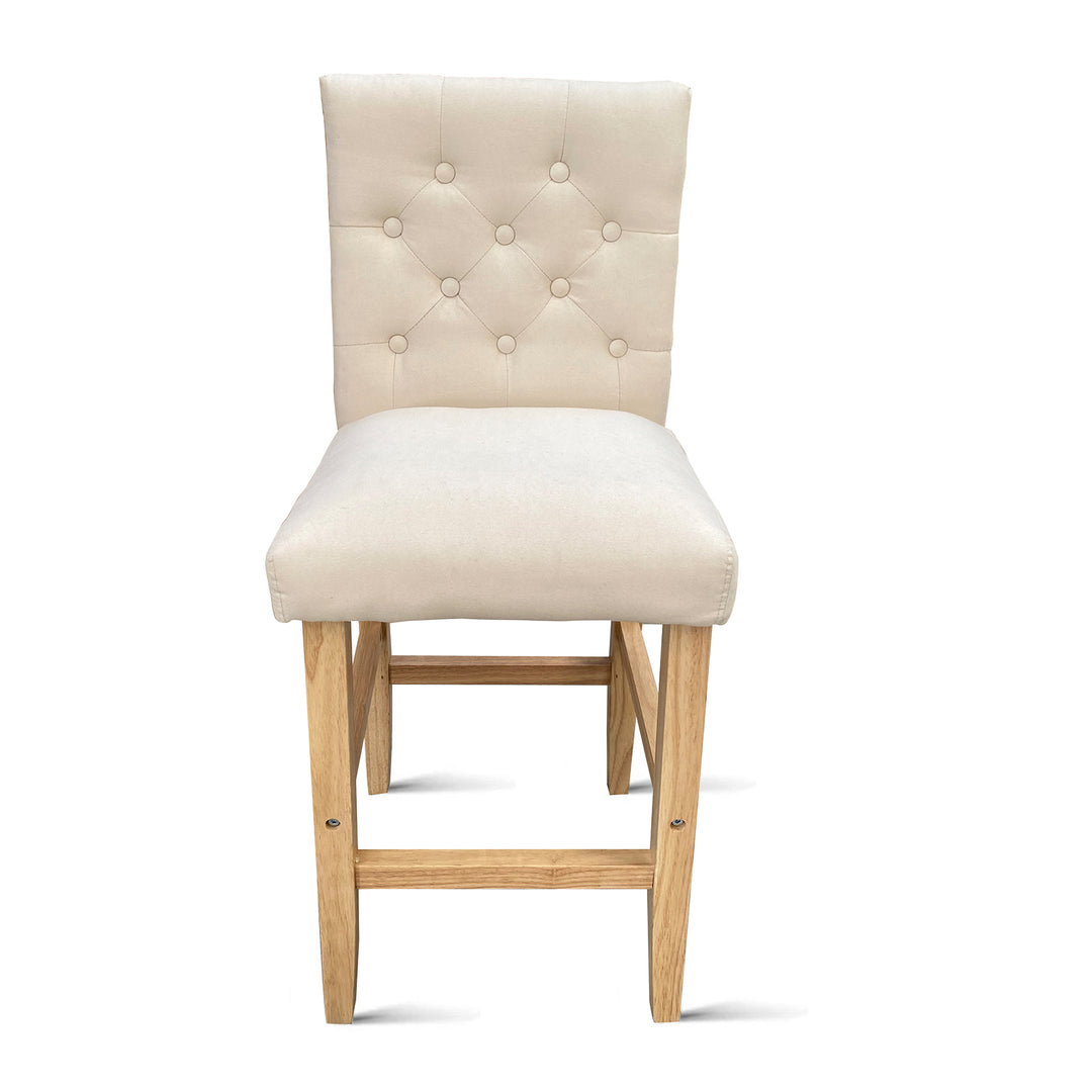 Milano Decor Hamptons Barstool Cream Chairs Kitchen Dining Chair Bar Stool - Two Pack - Cream