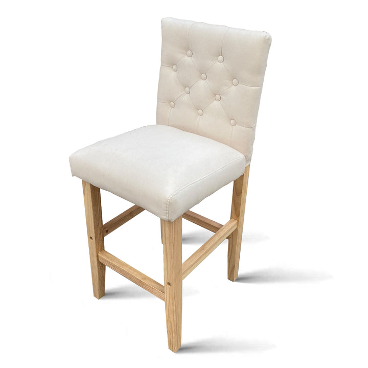 Milano Decor Hamptons Barstool Cream Chairs Kitchen Dining Chair Bar Stool - Two Pack - Cream