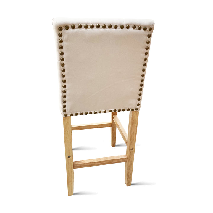 Milano Decor Hamptons Barstool Cream Chairs Kitchen Dining Chair Bar Stool - Two Pack - Cream