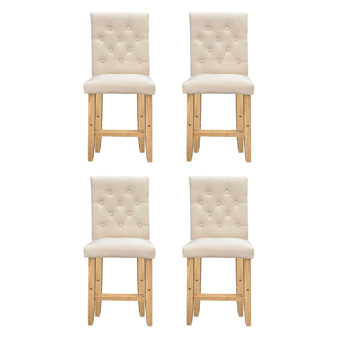 Milano Decor Hamptons Barstool Cream Chairs Kitchen Dining Chair Bar Stool - Four Pack - Cream