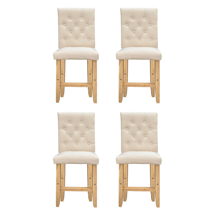 Milano Decor Hamptons Barstool Cream Chairs Kitchen Dining Chair Bar Stool - Four Pack - Cream