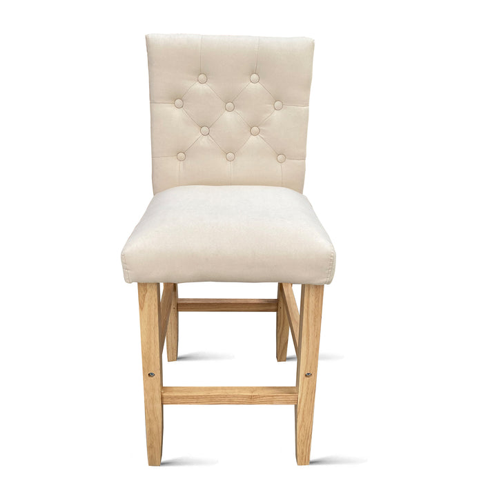 Milano Decor Hamptons Barstool Cream Chairs Kitchen Dining Chair Bar Stool - Four Pack - Cream