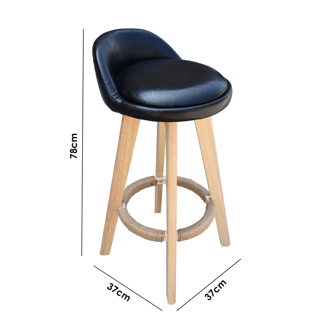 Milano Decor Phoenix Barstool Black Chairs Kitchen Dining Chair Bar Stool - Two Pack - Black