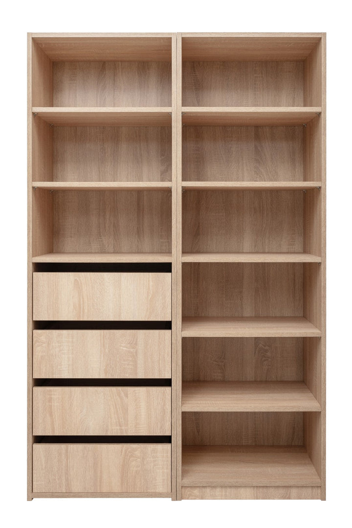 GENEVA THREE SHELF/FOUR DRAWER BUILT IN WARDROBE - CLASSIC - NATURAL OAK