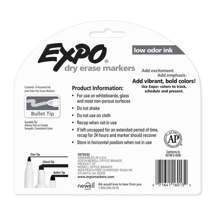 EXPO White Board Marker Bullet Tip Ast Pack of 4 in Box of 6