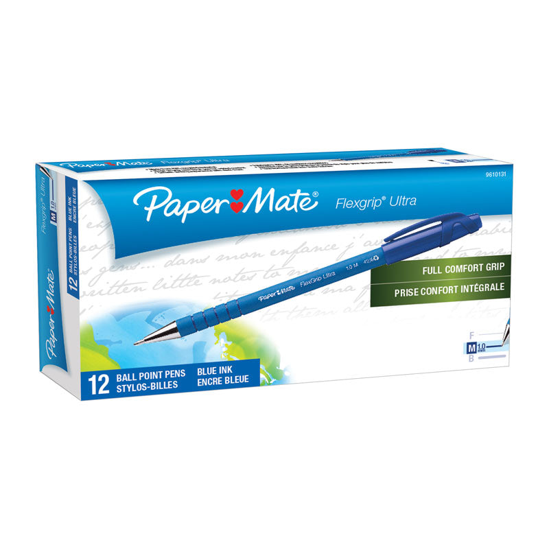 PAPER MATE Flex Grip Ball Pen 1.0mm Blu Box of 12