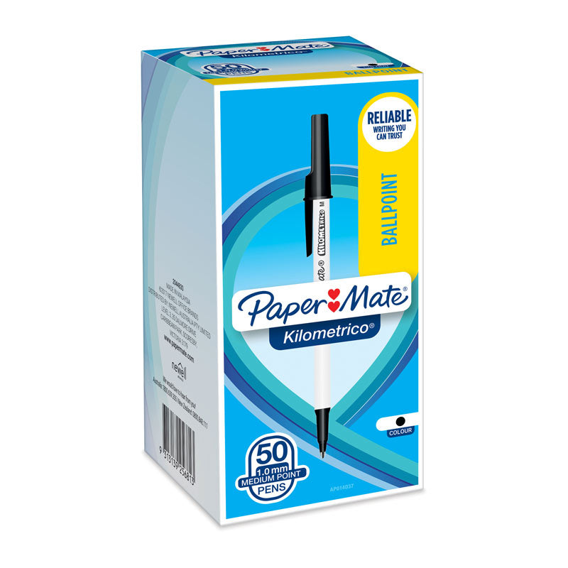 PAPER MATE Kilometrico Ball Pen Black Box of 50