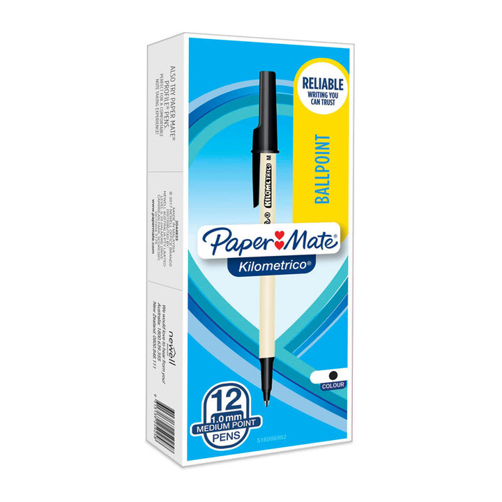 PAPER MATE Kilometrico Ball Pen Black Box of 12