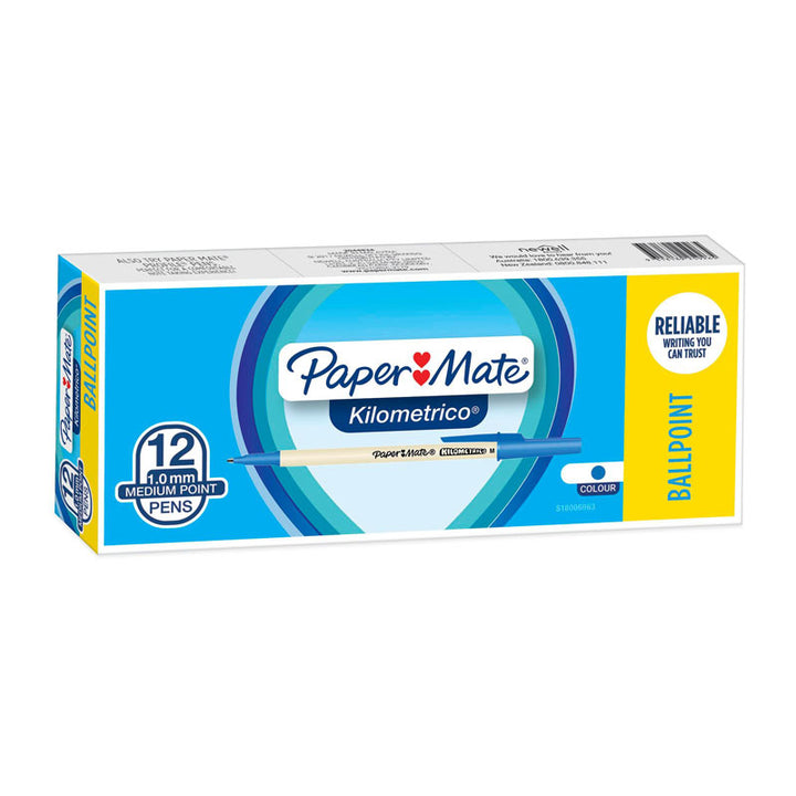 PAPER MATE Kilometrico Ball Pen Blue Box of 12