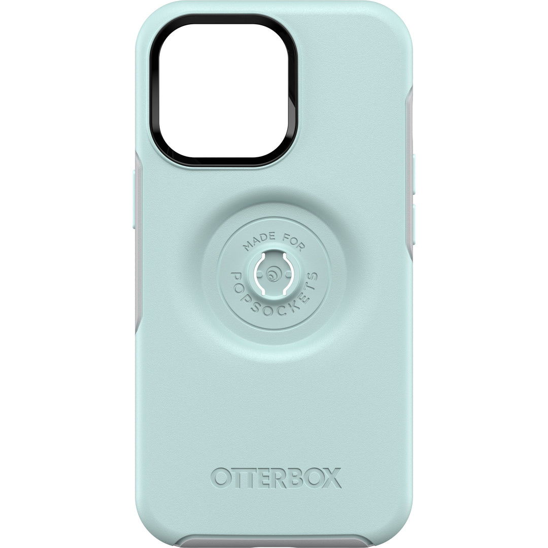 OTTERBOX Apple iPhone 13 Pro Otter + Pop Symmetry Series Antimicrobial Case - Tranquil Waters (Blue) (77-83545), Integrated PopGrip