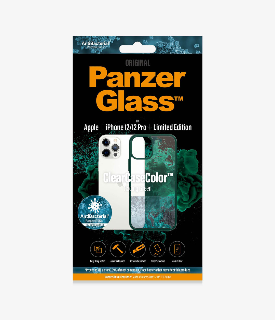 PANZER GLASS ClearCaseColor Apple iPhone 12/12 Pro - Racing Green Limited Edition (0268) Tempered anti-aging glass back