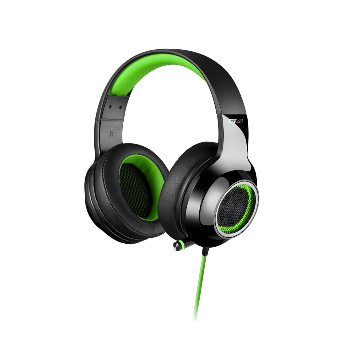 EDIFIER V4 (G4) 7.1 Virtual Surround Sound USB Gaming Headset Green - V7.1 Surround Sound/ Retractable Mic/LED Lights Mesh/USB/Gaming/PC/Laptop