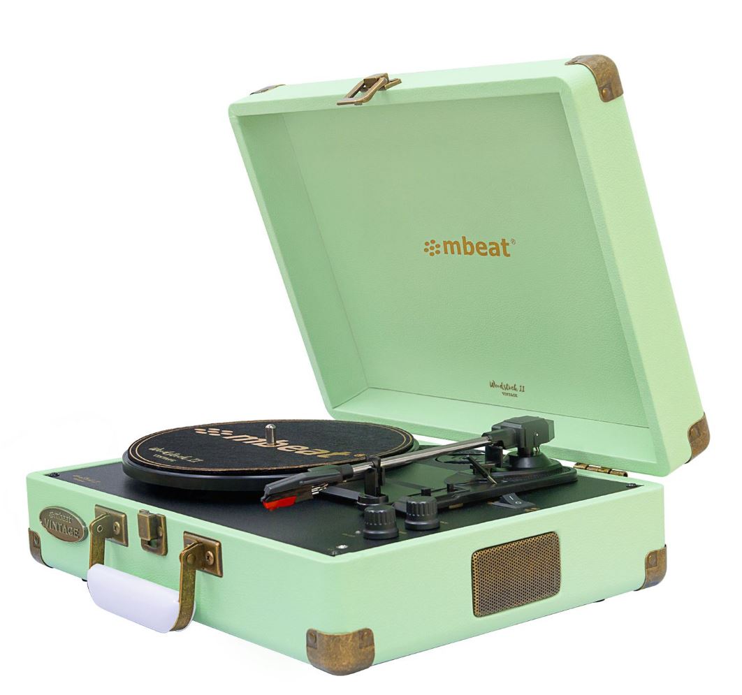 MBEAT Woodstock 2 Tiffany Green Retro Turntable Player