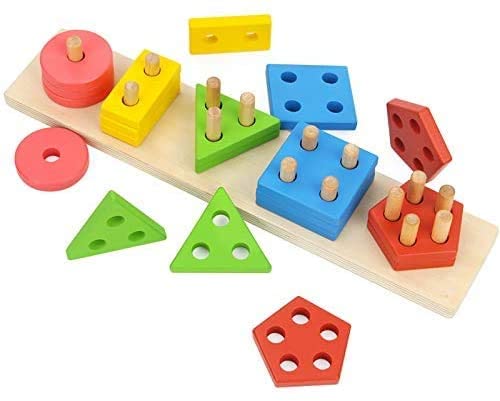 Wooden Educational Preschool Blocks Puzzle for 3 to 5 Year Old Kids Toys