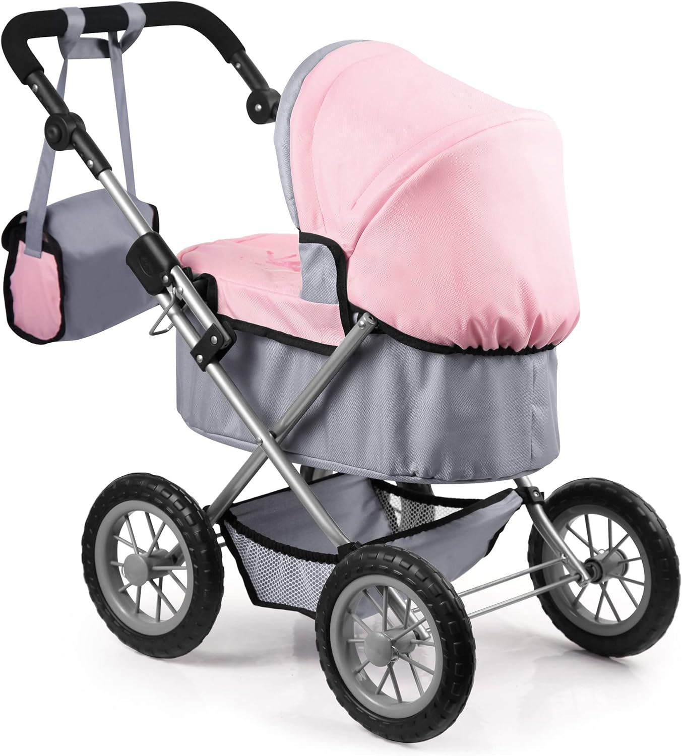 Trendy Dolls Pram & Travel Bed Set - Fairy, Pink, Grey