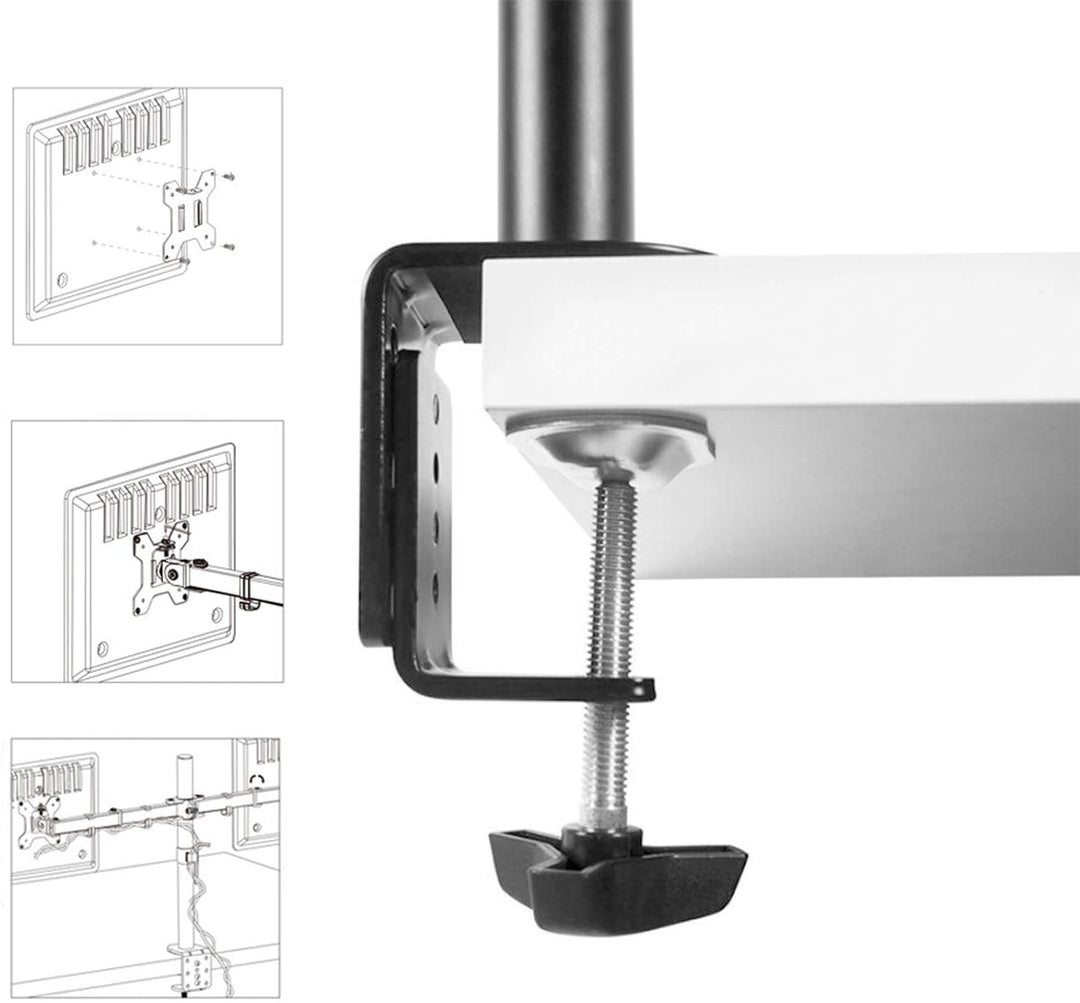 360 Degree Rotation Dual LCD LED Monitor Desk Mount Stand Fits 2 Screens Up to 27"