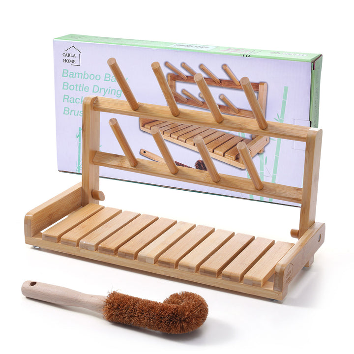 CARLA HOME Portable Bamboo Baby Bottle Drying Rack