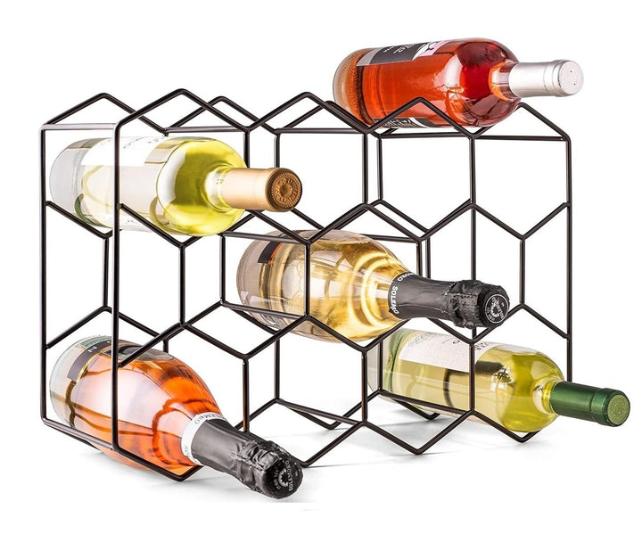 14 Bottle Freestanding Modern Metal Countertop Wine Rack Countertop