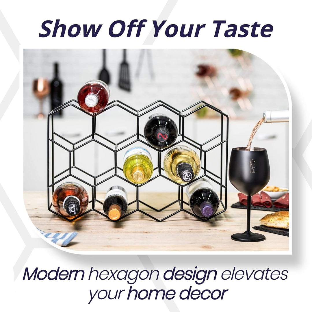 14 Bottle Freestanding Modern Metal Countertop Wine Rack Countertop