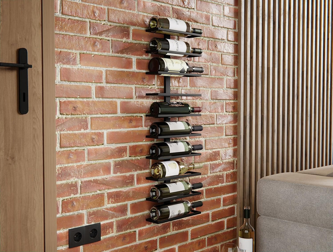 Metal Wall Mount Wine Rack for Wine Bottles, Liquor, Champagne (Holds 10 Bottles)