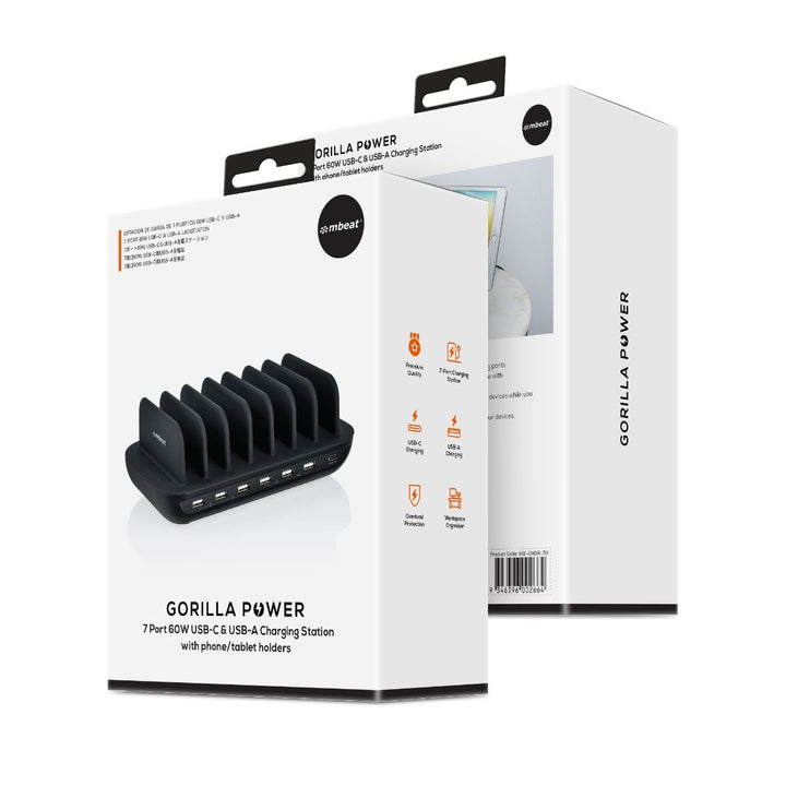 mbeat Gorilla Power 7-Port 60W USB + USB-C Charging Station