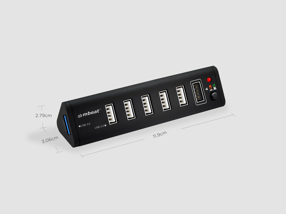 mbeat 7-Port USB 3.0 x 1 + USB 2.0 x 6 Hub with 2.1A Smart Charging Function