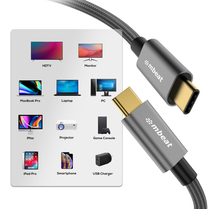 mbeat Tough Link 1.8m USB 3.2 Gen2 USB-C Cable - Space Grey