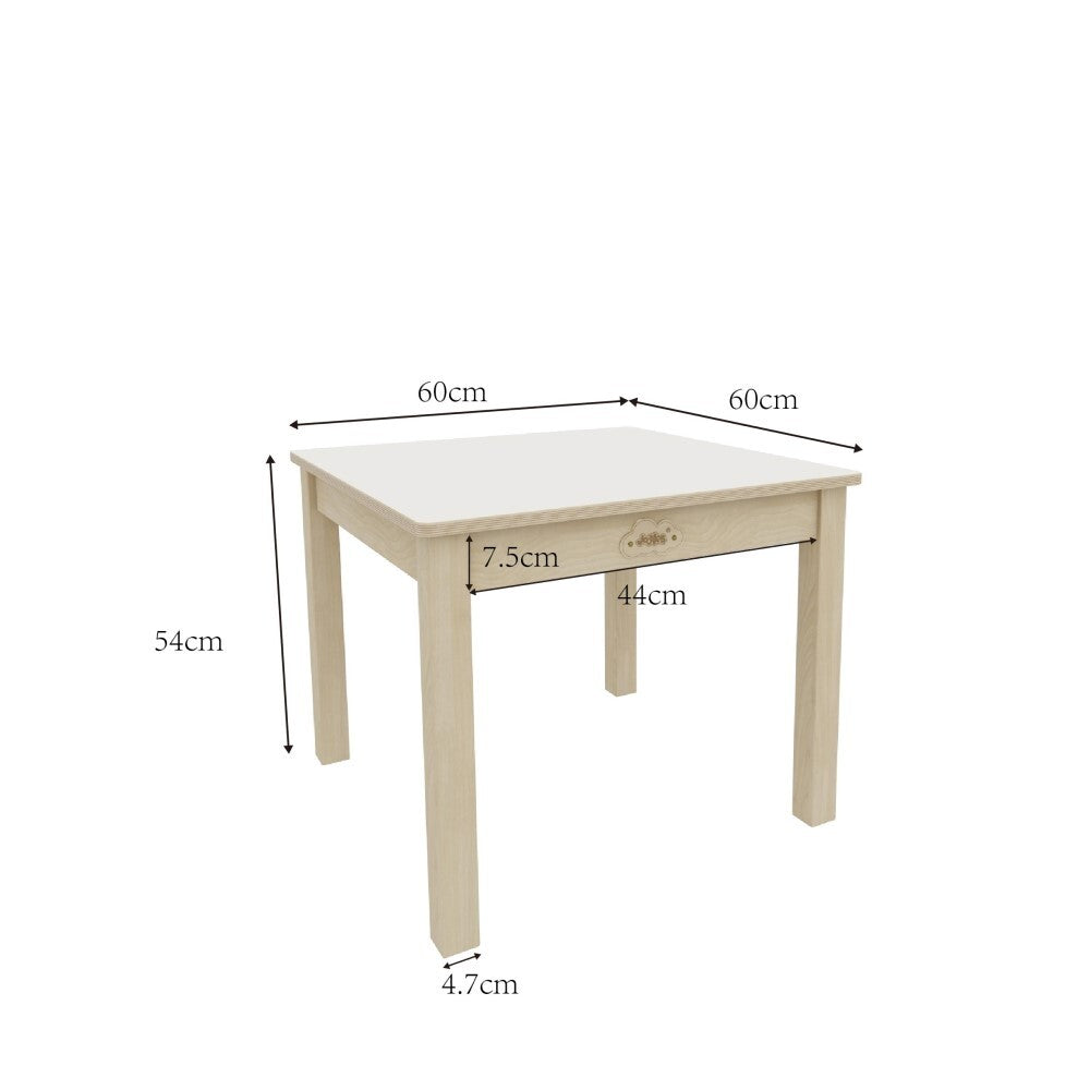 Jooyes Kids Birch and White Square Table - H58cm