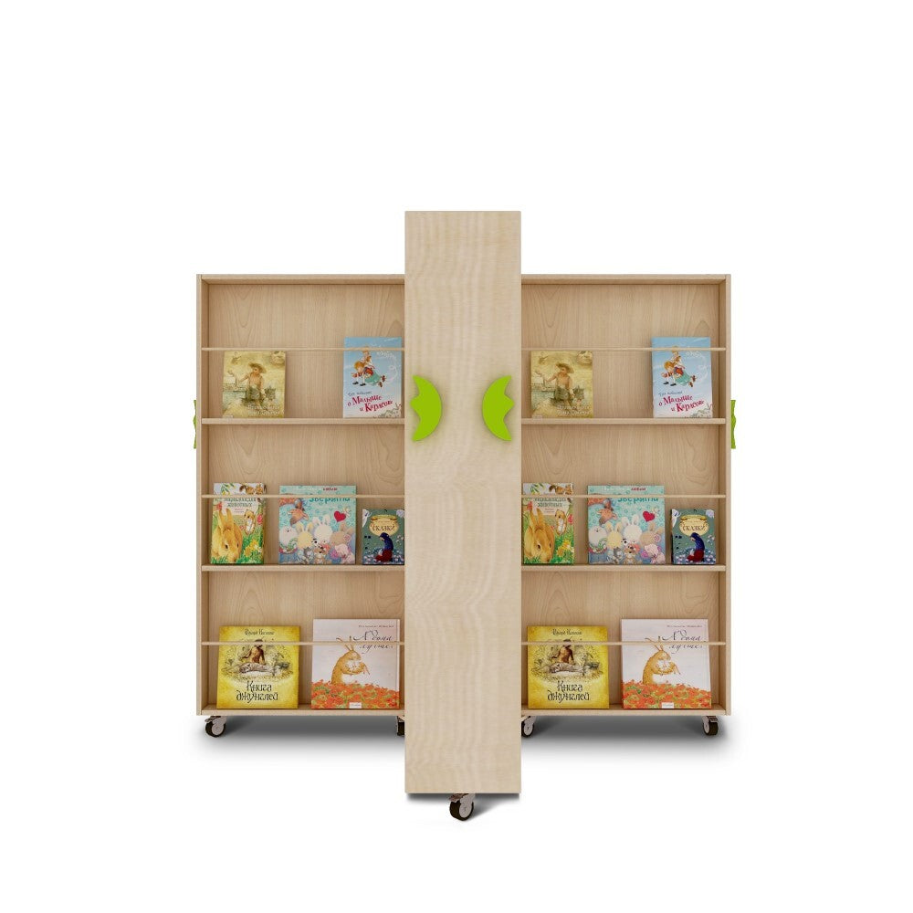 Jooyes Kids Foldable Bookcase Wooden Mobile Bookshelf