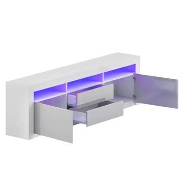 LED RGB TV Cabinet Entertainment Unit Stand Gloss Drawers 160cm White