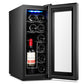 12 Bottle Wine Cellar Fridge w/ Glass Door, Temperature Control & Cooler