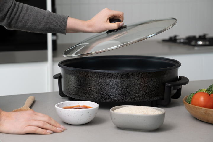 Non-Stick Electric Fry Pan 38cm Diameter, 240C Max - Dark Grey