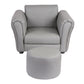 Kids Grey Couch Sofa Chair w/ Footstool in PU Leather