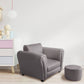 Kids Grey Couch Sofa Chair w/ Footstool in PU Leather