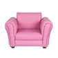 Kids Pink Couch Sofa Chair w/ Footstool in PU Leather