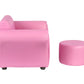 Kids Pink Couch Sofa Chair w/ Footstool in PU Leather