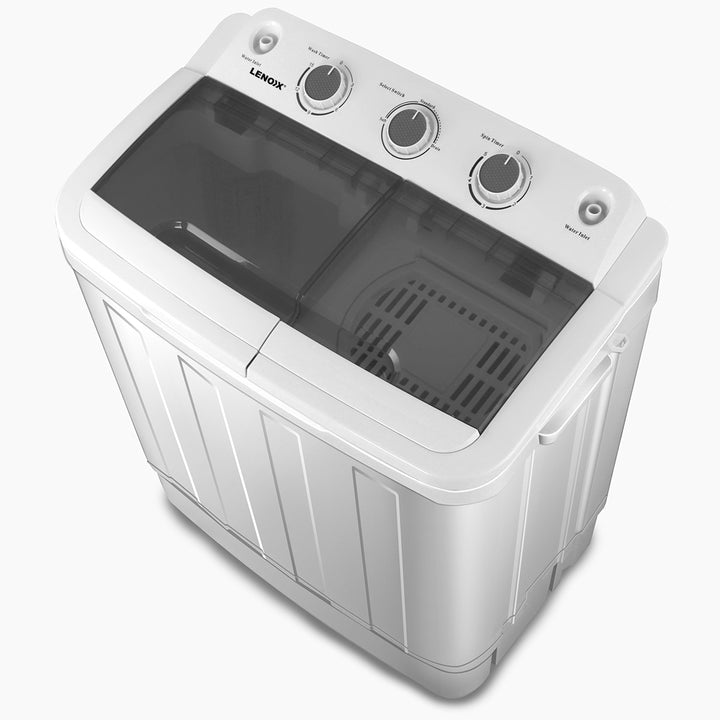 Portable Twin Tub Washing Machine with Rinse and Self-drain Function