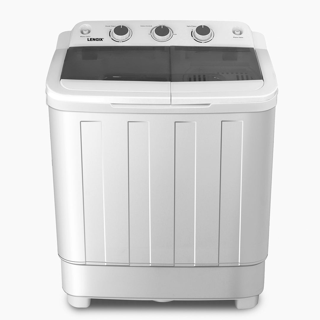 Portable Twin Tub Washing Machine with Rinse and Self-drain Function