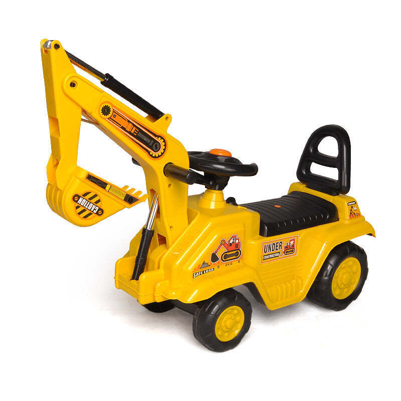 Ride-on Children's Excavator (Yellow) w/ Dual Operation Levers to Scoop