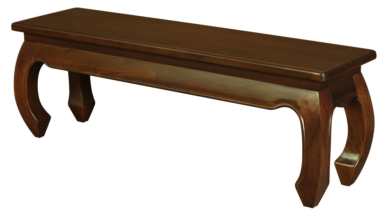 Dynasty Solid Mahogany Timber Opium Leg Bench 128 x 35(Mahogany)