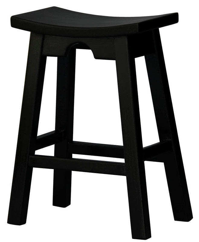 Ryo Solid Mahogany Kitchen Counter Stool (Black)