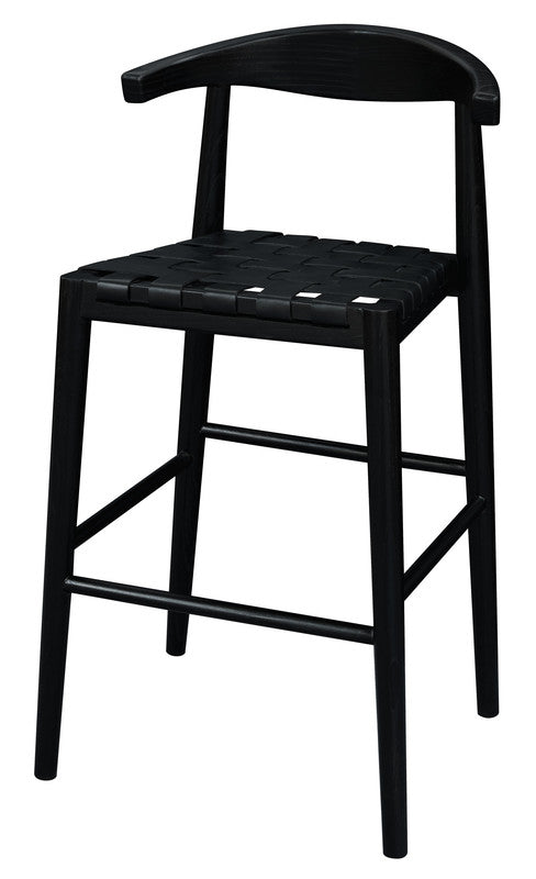 Elliot Genuine Leather Barstool - Set of 2 (Black)