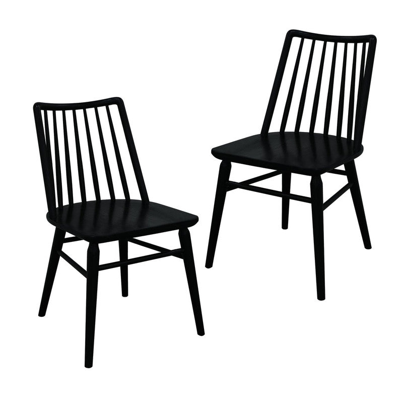 Riviera Solid Oak Dining Chair - Set of 2 (Black)