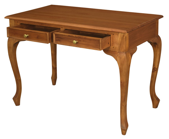 Queen Anne 2 Drawer Desk (Light Pecan)